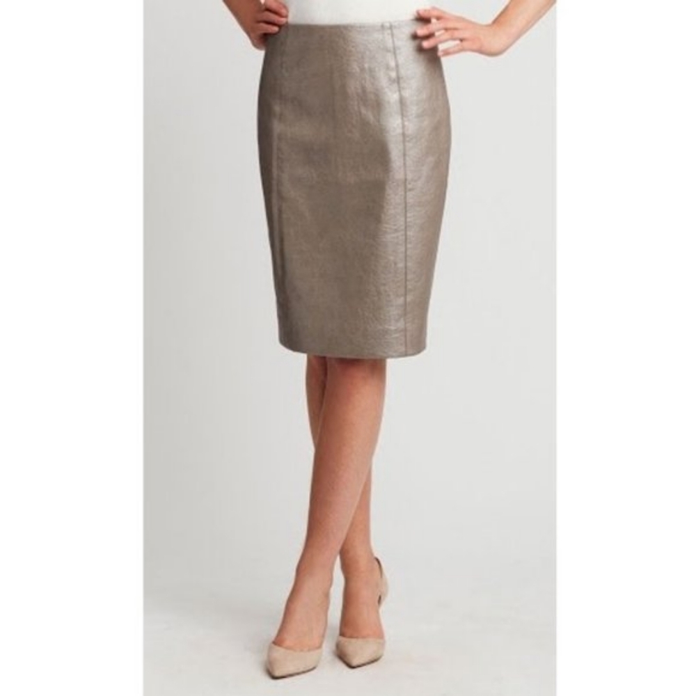 NWT, Etcetera Quartz Metallic Faux Leather Skirt